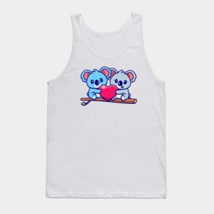 Cute Koala Couple Holding Heart On Tree Tank Top